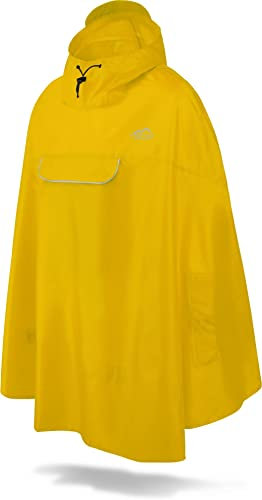 normani Unisex Regenponcho - Wind und Wasserdicht mit Bauchtasche, 3M Refelktoren und seitlichen Eingriffen Farbe Gelb Größe S-M