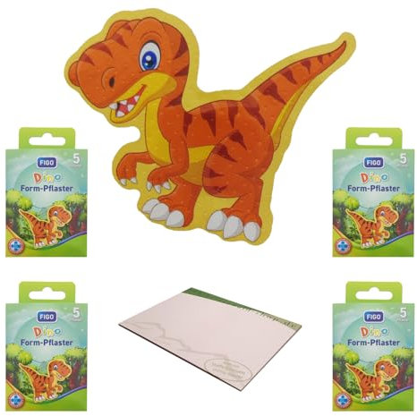 Kinderpflaster FIGO Dino Form 20 Stück + varivendo Notizblock
