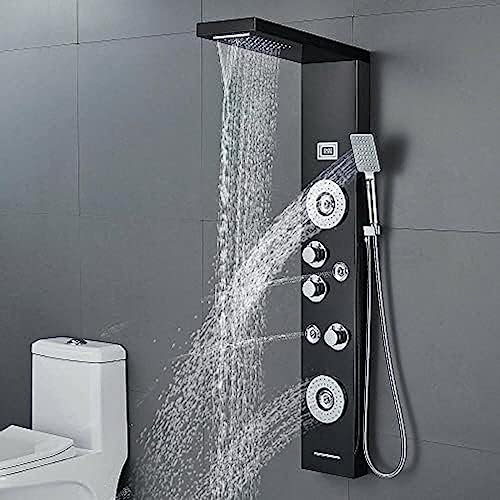 Pannello Doccia A Torre Con Sistema A Pioggia, Cascata Idromassaggio Jet Spruzzatore Vasca Da Bagno In Acciaio Inox