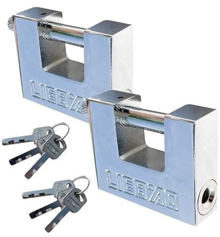 Lot de 2 cadenas de sécurité robustes de 50 mm en acier inoxydable avec clés, cylindre anti-perçage pour conteneurs, portails, abris de jardin, entrepôts