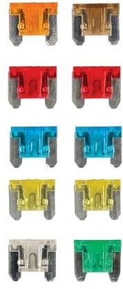 Tek Automotive 10 Pack Low Profile Mini Blade Fuses for Cars - Assorted Car Fuse Kit with Zinc Design - Includes 5A to 30A Low Profile Mini Car Fuses for Automotive and Motorcycle Fuses