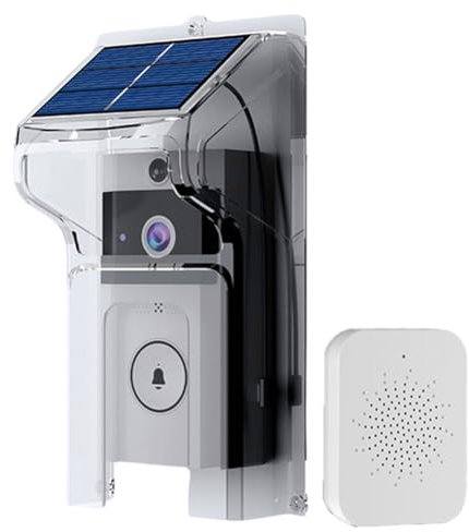 Kissmii Sonnette WIFIvisual Sans Fil avec Chargement Solaire, Vision Nocturne, Étanche, pour Maison Intelligente, HD, Interphone Bidirectionnel, Voix