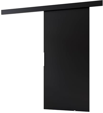 MINIO go for it - Schiebetür Komplettset CLEAN A, Schiebetüren, Wandmontage, Schiebetürsystem, Zimmertüren (Schwarz, 106x205 cm)