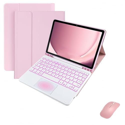 Custodia Tastiera Per Samsung Galaxy Tab A7 Lite 8.7 Pollici 2021 Con Mouse, Copertura Sottile Con Bluetooth Staccabile 7 Colori Retroilluminazione Trackpad Tastiera Con Supporto S Pen