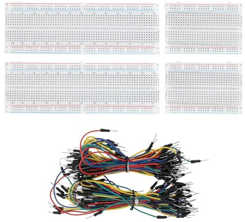 Breadboard Kit with Power Supply Module, Jumper Wires, Battery Clip,830 & 400 tie-Points Breadboard Ideal for Hobbyists, Students & Professional Engineers(69 Pcs)