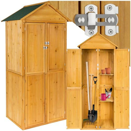 tectake® Abri de Jardin Bois Cabane de Jardin à Outils Toiture 2 pans, Rangement et Stockage extérieurs pour Outils de Jardinage Armoire de Jardin Abri de Stockage Remise Outils 80,5 x 60 x 213,5 cm