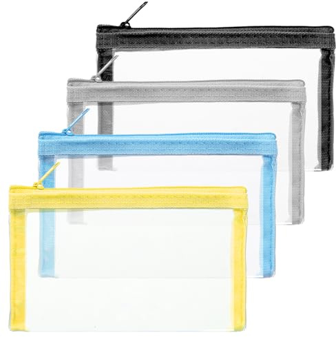 4PCS 6 x 3.5 inch Small Waterproof Makeup Bag, Clear Cosmetic Bags with Zipper, Portable Cosmetic Case, Mini Zip Pouches for Travel Bathroom Organizing