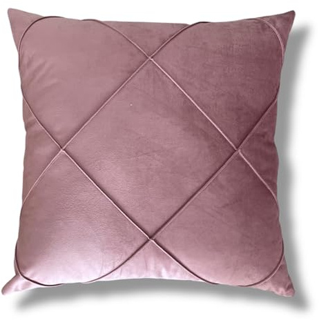 Bifulco Biancheria Cuscino Arredo in Velluto 50x50 cm con Ricamo in rilievo – Sfoderabile con Cerniera – Cuscino Decorativo Made in Italy – Imbottito (Rosa Antico)