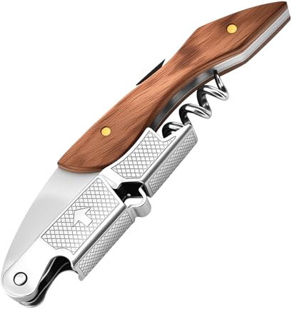 Horktrust Kellnermesser - Profi Korkenzieher, Flaschenöffner aus Olivenholz & Edelstahl für Kellner & Barkeeper, leicht zu tragen