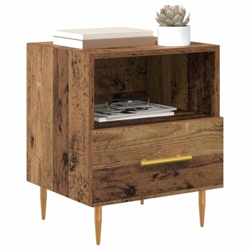 vidaXL Bedside Table Brown 40 x 35 x 47.5 cm Engineered Wood, A Rustic Nightstand, Vintage Style Bedside Table, Storage Unit For Display, Functional Bedroom Accent Organizer, Modern Design