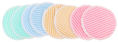 VINTORKY 8pcs Bamboo Fiber Makeup Remover Pads Cleansing Wipes for Facial Skin Deep Pore Cleaning Reusable Cosmetic Remover Pads with Stripes for Women and Men