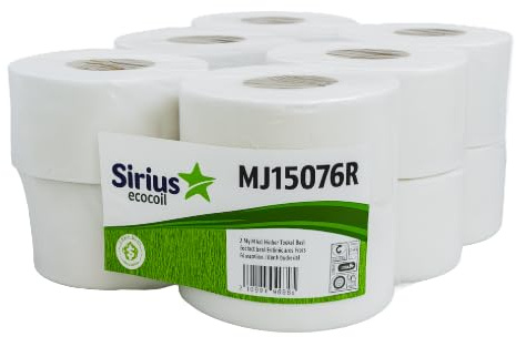 Commercial Grade Mini Jumbo Toilet Roll, 2-Ply, 200m Length, 10 Rolls per Case, for Centrefeed Dispensers