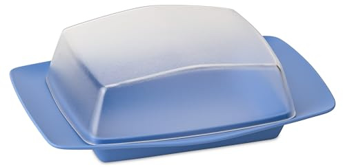Koziol RIO Butterdose | für 250 g Butter, mit Deckel, zum Aufbewahren & Servieren | biozirkulärer Kunststoff, bruchfest, spülmaschinengeeignet | gedeckter Tisch, Küche (strong blue)