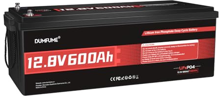 Dumfume LiFePO4 12V 600Ah Lithium Batterie - Low Temperature Protection | 200A BMS 7680Wh 12V Solar Batterie für Wohnmobil, Heim Energiespeicher, Netzunabhängige Anwendungen