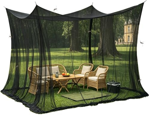 AOMAIGAD XXL Moskitonetz Outdoor Reise, 300x300x250cm Outdoor Mückenschutznetz, für den Außenbereich Terrasse Balkon Garten Hof Camping Pergola (Schwarz)