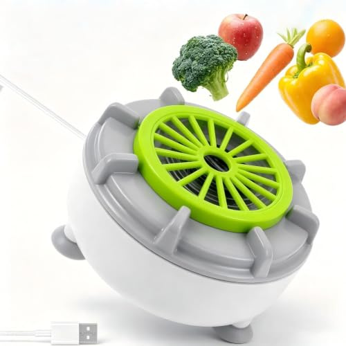 Portable Vegetable Fruit Purifier,USB Rechargeable for Kitchen Sink,Camping | Hydroxyl Ion & Vortex Cleaner with USB Rechargeable Battery and 3 Suction Cups, Helps Reduce Pesticide Residues in 5 Mins
