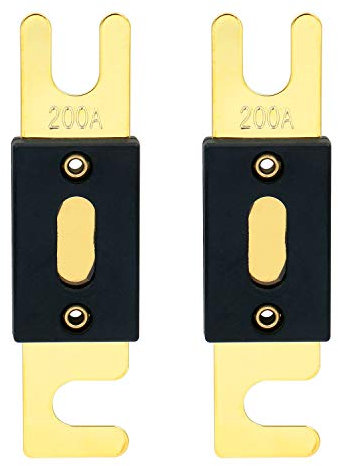 Heschen ANL Fuse ANL-200 Lot de 2 fusibles 200 A pour système audio de voiture Doré et noir