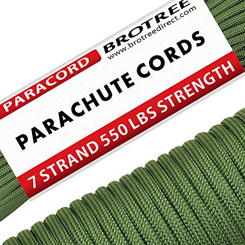 Brotree 4mm Paracord 550 30M 100% Nylon Rope 7 Strands Type III Parachute Cord for Outdoor and DIY - 250kg Breaking Load (Army Green)