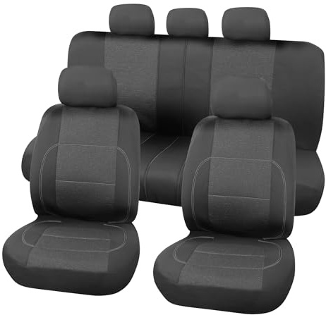 Carpoint Sitzbezüge-Set Universal Paris 9-teilig - Schwarz/Grau