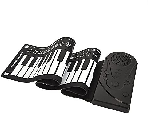 Bnineteenteam Pianoforte Portatile Arrotolabile a Mano Tastiera Flessibile 49 Tasti roll up Tastiera Elettronica con 6 brani dimostrativi e 16 timbri per Principianti per Bambini(Nero)