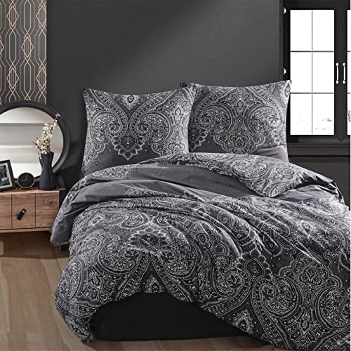 ZIRVEHOME Bettwäsche Set zweiteilig, 135x200 Bettbezug, Baumwolle, Barock Design, Pulse V1