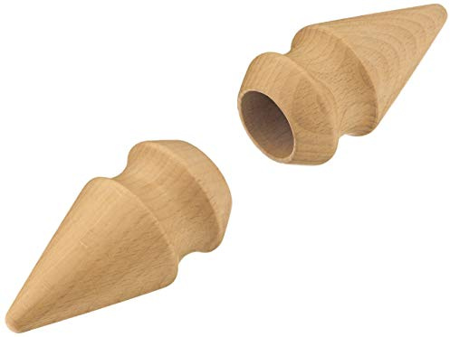 Gardinia Kegel, 2 x Endstück, Holz, buche, für Gardinentechnik Ø 25 mm, 33138