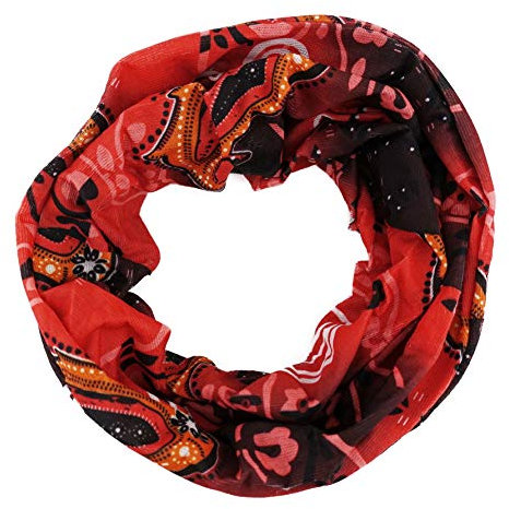 TigerTie Multifunktionstuch in rot orange weiss Paisley - Tuch - Schal - Schlauchtuch - Wundertuch, Gr.48 cm x 48 cm (Umfang)