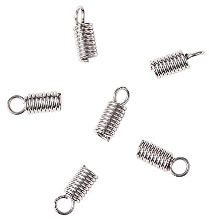 Airssory 50 Pcs Stainless Steel 2.5mm Inner Diameter Coil Spring Cord Ends Cap Tips Clasp Leather Cord Finish Fastener in Bulk for Jewellery Making - 10x4mm