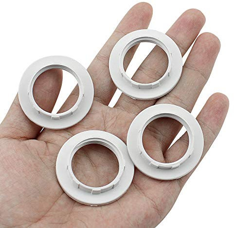 12 Stück Schraubring E14 Weiß Lampenhalter Schloss Gewindering Ersatz Ring für Lampen-Fassung Ring für Lampen-Schirm Glas-Elemente