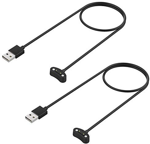 TiMOVO Ladekabel Kompatibel mit TicWatch Pro 5/ Pro 3/ Pro 3 LTE 2, 2 Stück USB Tragbar Armband Ladegerät mit 1m TicWatch Ersatz Kabel Smartwatch Magnetisch Ladestation Watch Charging - Schwarz