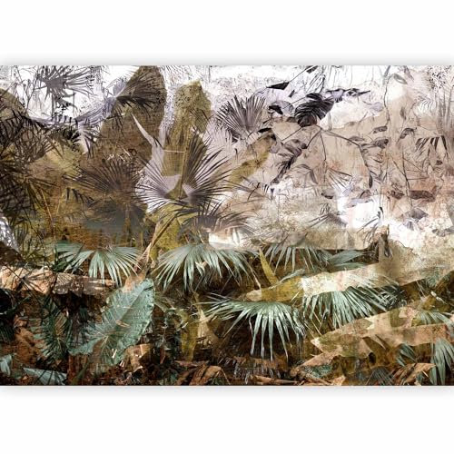 murando - Papier peint panoramique nature 400x280 cm - Revêtement mural décoration salon - Design moderne - Marron blanc beige - Feuilles les plantes nature tropical jungle forêt b-C-0789-a-a