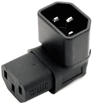 CABLEPELADO Adaptador IEC C14 a C13 acodado, Adaptador C14 a C13, Conector IEC 320 C13 a C14 de 90Grados | 10A 250V | Apto para Ordenador, Monitor, Impresora, SAI, UPS, Servidores | Negro | 90º