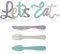 Jetec 5 Stücke Hölzern Eat Schild, Gabel Löffel und Messer Holz Wand Dekor, Rustikale Holz Küche Hängende Dekoration, Süße Eat Dekoration für Küche Esszimmer Kaffee Restaurant (Grau, Beige, Grün)