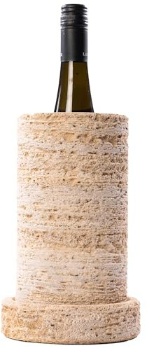 SCHUBERT COOLER Antico Speciale | Exklusiver Flaschenkühler aus Naturstein für Wein, Sekt, Champagner | Ø 9cm, Höhe 24cm, für 0.75 l Flaschen | Perfektes Geschenk für Hochzeit, Geburtstag, Weihnachten