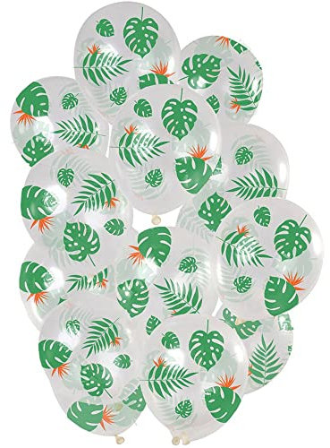 Folat Balloons Tropical Leaves 30 cm Green/White Pack of 15