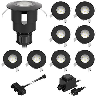 ledscom.de LED Bodeneinbauleuchte ATRIA für außen, IP65, schwarz, rund, 40mm Ø, warmweiß 9er Set