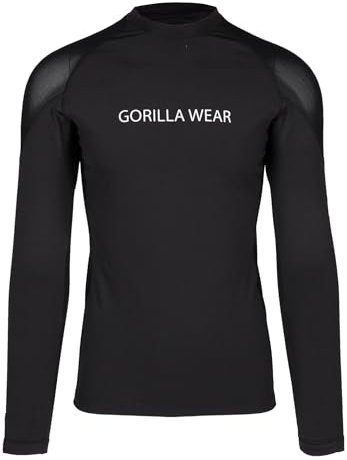 Gorilla Wear - Lorenzo Performance Long Sleeve - Schwarz - Langarm Oberteil Lange Ärmel schweißableitend zum Laufen joggen Sport Enge Passform Kompression mit Logo Polyester Elasthan, 3XL