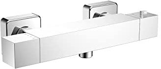 KOMIRO Duschthermostat Duscharmatur, Mischbatterie Dusche, Brausethermostat Verchromung, Thermostat-Brausebatterie mit 38℃ Sicherheitssperre mit Temperatureinstellung und Durchflusseinstellung