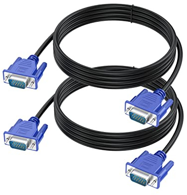 URELEGAN VGA Cable 6 Feet 2-Pack, Computer VGA Monitor Cord, Shielding Cord 1080P Full HD Male to Male HD15 (15Pin) for Splitter Computer PC Monitor Laptop TV Projector and More