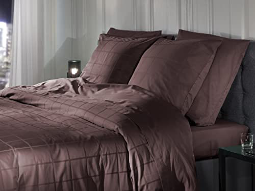 ZO! HOME Heckett and Lane Mako Satin 1 x Bettwäsche 135 x 200 cm + 1 x Kissenbezug 80 x 80 cm Diamante Marsala Brown