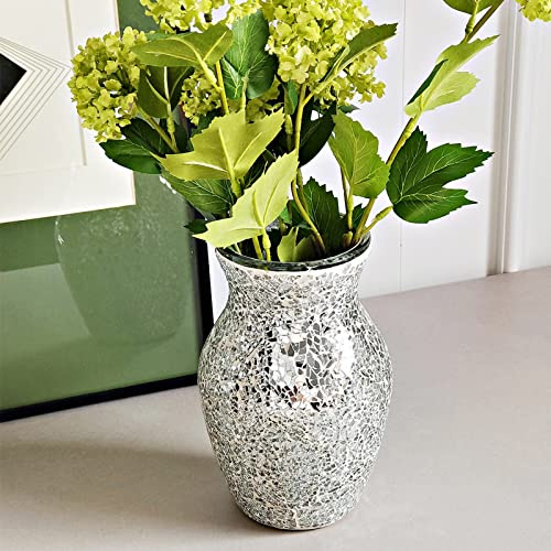 BestAlice Superbe décoration de maison en verre craquelé fait à la main, vase en mosaïque pour fleurs séchées, 20,3 cm