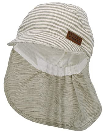 Sterntaler Baby Jungen Schirmmütze Baby Schirmmützen Nackenschutz mit Ringel - Schirmmütze Baby, Baby Mützen - aus Baumwolle - dunkelgrün, 51