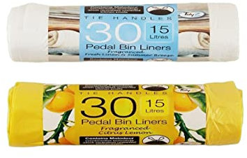 60 Scented Pedal Bin Liners Tie Handle Bin Bags 15 Litre Fresh Linen & Citrus