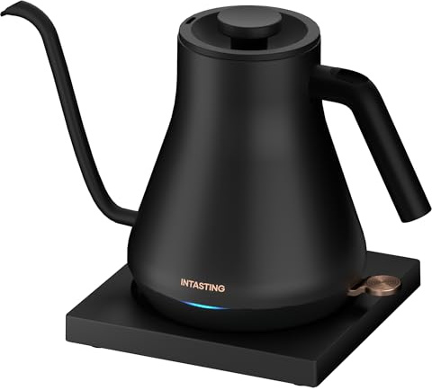 INTASTING Electric Kettle, Professional Gooseneck Kettle, 0.9L, 0.65mm Ultra Fine Spout, Precise Water Flow Control, 304 Stainless Steel Interior, Auto Shut-Off
