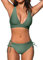 CUPSHE Damen Bikini Set V Ausschnitt Lace Up Bikini Bademode Crossback Low Waist Zweiteiliger Badeanzug Swimsuit Olivgrün S