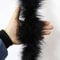 2 Yards Turkey Dicke Flusenstreifen Straußenfedern Borte Fransen mit Satinband Plush Feder Borten zum DIY Nähen von Kleidern Basteln Kostüme Home Hochzeit Party Weihnachtsbaumdekoration,Schwarz C