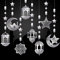 Zonon 24 Stück Ramadan Girlanden Eid Girlande Dekoration Ramadan Mubarak Party Banner Stern Mond Laternen Girlande Hintergrund Glänzende Hängende Wanddeko für Haus Hochzeit Islam Party (Silber)