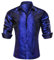 Barry.Wang Men Dress Shirt Silk Luxury Paisley Floral Long Sleeve Big and Tall Wedding Party Casual Business Formal Shirts Blue S-3XL