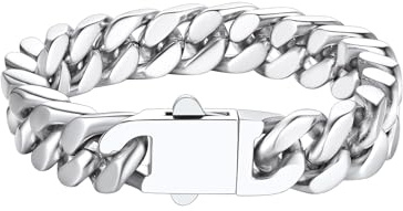 Richsteel Armband Herren Edelstahl Herrenarmband Kubanisch Armbänder Männer | Silber/Gold/Schwarz 5/7/9/12mm breit 19/21/23cm Länge Cuban Gliederarmband Hip Hop Rapper mit Geschenkebox für Valentinstag