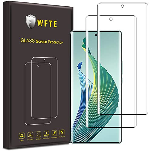 WFTE [2-Pack Protector de Pantalla para Honor Magic 5 Lite 5G,3D Cobertura máxima,9H Dureza,Huellas Dactilares Libre,Sin Burbujas,Cristal Templado Protector de Pantalla Honor Magic5 Lite(Black)